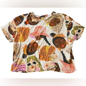 Zara Sisterhood Faces crewneck novelty cotton t-shirt Size Large